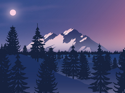 Scenic Route design hills illustration landscape moon mountain nature outdoor trees