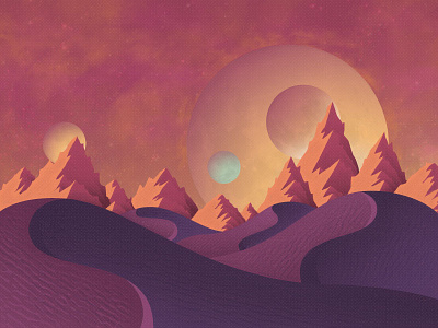 Space Jam design hills illustration moon mountains planets sand space