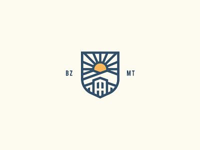 The Warehouse brand building identity logo montana mountain sun thick lines