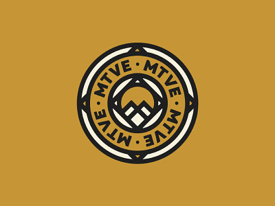 MTVE Logo Design adventure badge brand compass identity location logo mark mountains outdoor sun thick lines