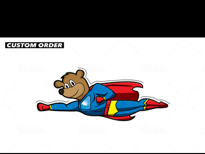 Superman bear cartoon mascot logo design