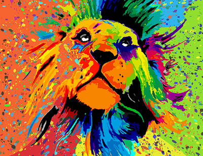 Lion of myriad colours abstract art branding color design digital illustration lion minimal myriad vector