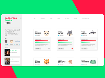 Dangerous animal hugs / Daily challenge UI 003 003 animals challenge003 dailychallenge ui ux xd