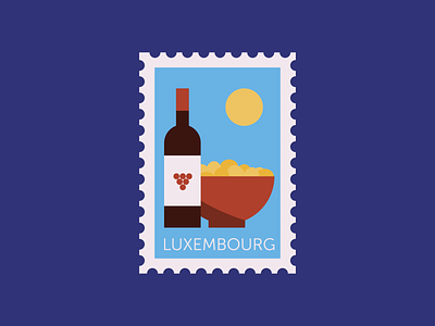 Red Wine and Mirabelles design flat illustration luxembourg typography vector