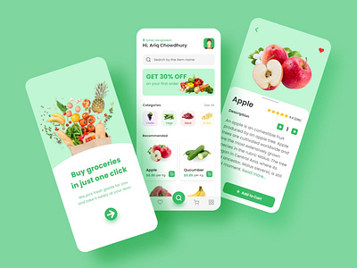 Grocery Store App UI Design clean clean ui delivery app ecommerce food app grocery app grocery store minimal mobile app mobile app design online shop store app ui uiux vegetable app