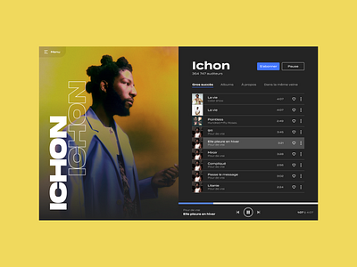 Exploration | Music Player App app design artist artistic direction blue design desktop music music app music player playlist uidesign webdesign