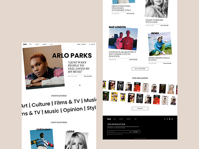 Home Page Exploration | TMRW Magazine art article black culture desktop fashion homepage magazine music redesign style uidesign webdesign