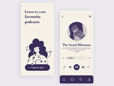 Podcast App adobe xd audio player daily 100 challenge daily ui 001 dailyui dailyuichallenge music player podcast podcast app podcasting