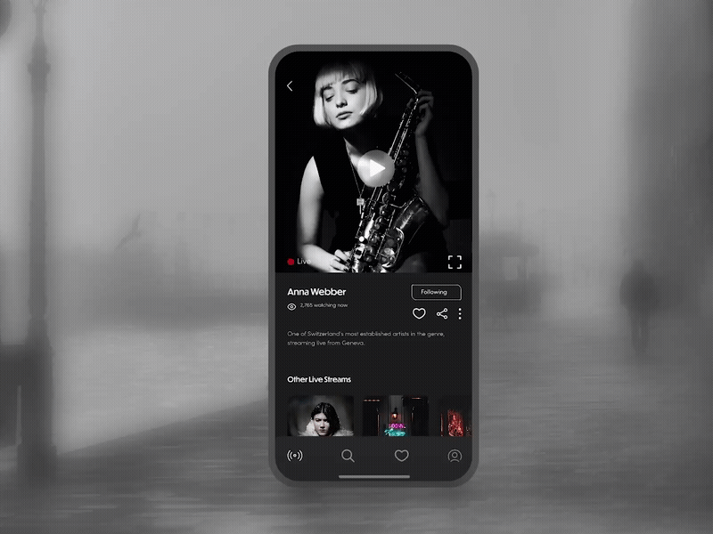 Live Jazz Straming App (3D UI Presentation)