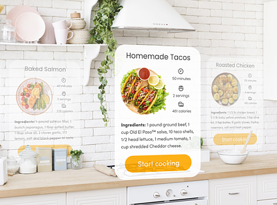 Smart/AR Kitchen adobe xd ar experience art augmented reality cooking dailyui interface mobile app product recipe smart kitchen smart ui ui ui design ux visual