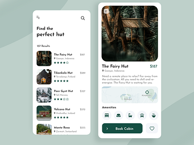 Cabin Rental Mobile Experience App adobe xd cabin dailyui interface mobile app mobile ui mountain nature product rental rental experience ui ui design ux visual