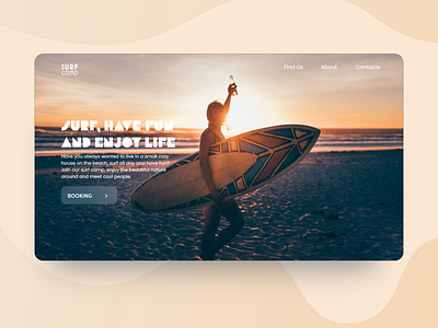 Surf Camp Landing Web Page adobe xd camp camping createwithadobexd daily 100 challenge dailyui extreme extreme sports holiday interface product surf surfing ui ui design ux visual web design web landing page website