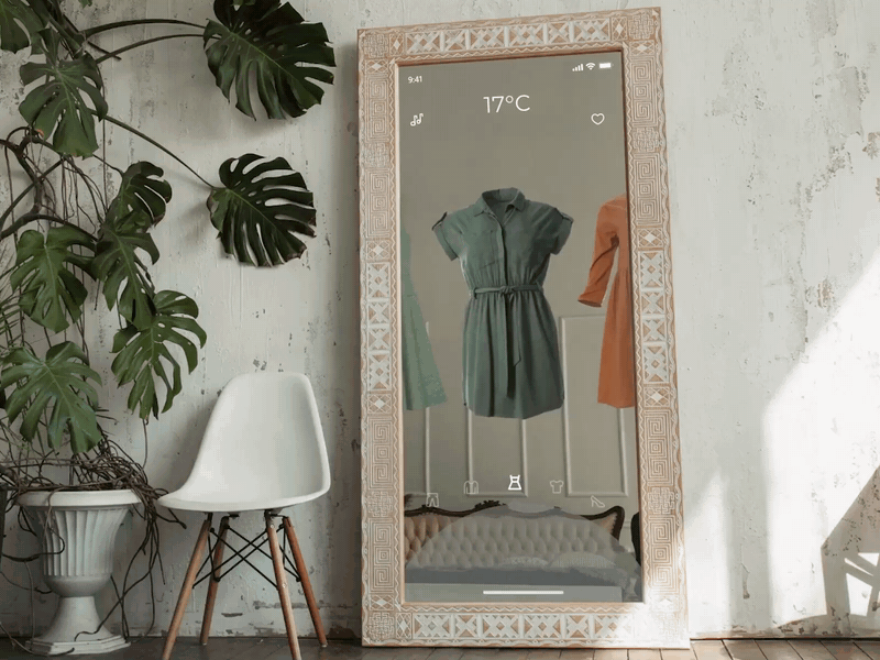 Augmented Reality Mirror adobe xd animation augmented reality augmentedreality daily 100 challenge daily ui dailyui ecommerce interface online shopping product shopping shopping app smart home smart mirror smarthome ui ui design ux visual