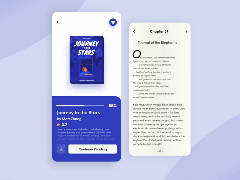 Book Reading Tracker App adobe xd animation book createwithadobexd daily 100 challenge daily ui dailyui e reader ebook ereader interface mobile product progress reading tracking ui ui design ux visual