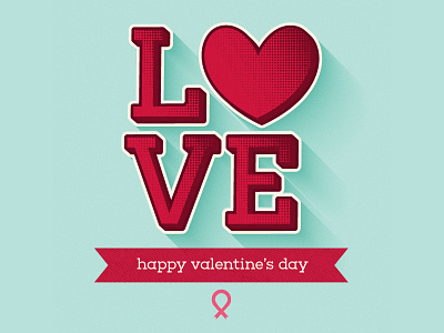 Happy Valentine's Day halftone heart love nbcf pink ribbon valentines day
