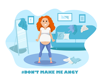 Character design angry character characterdesign drawing flat home icon illustration interior mess pregnancy pregnant vector vector art vectordesign webdesign women