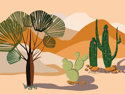 DESERT desert desert illustration digital painting drawing flat illustration illustrator poster vector