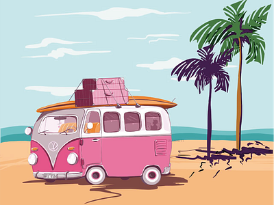 Vector Illustration Of A Retro Travel Van In Flat Style Stock Illustration  Download Image Now IStock