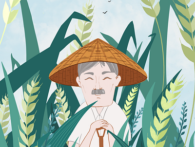 Granddad character characterdesign china digital painting flat illustration illustrator vector