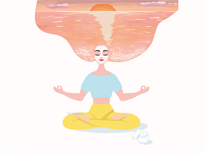 Meditation advertising commercial cosmetics dreams flat girl illustration meditation promotion vector