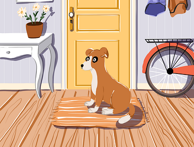 Cartoon illustration cartoon cartoon character character dog drawing flat illustration motion puppy