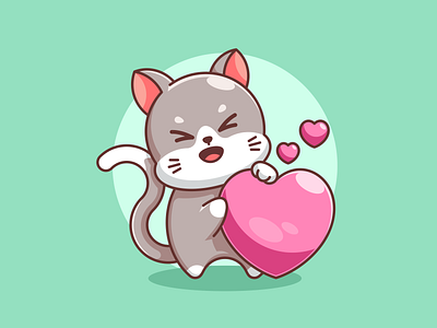 Cute cat with love heart