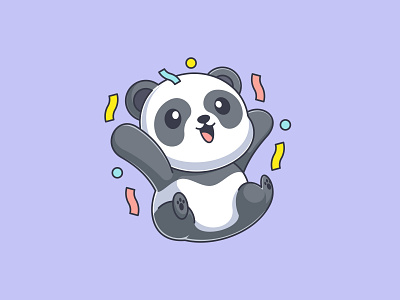 Celebrating party animal cartoon celebrating character cute design fun funny illustration logo mascot panda party vector