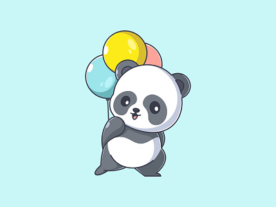 Giving balloons animal balloons cartoon character cute design fun funny illustration kids logo mascot panda vector