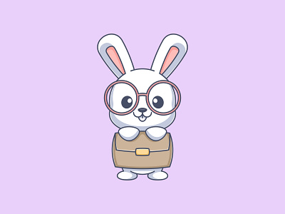 Cute bunny with briefcase and glasses