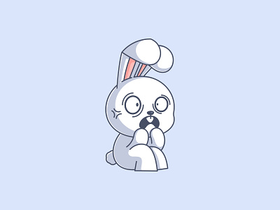 Feeling scared animal bunny cartoon cute design feeling scared fun funny illustration logo mascot rabbit scared scary sticker vector