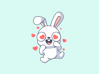 Fall in love animal bunny cartoon cute design fall in love fun funny happy illustration kids logo love mascot rabbit valentine vector