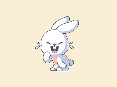 Laughing happily animal bunny cartoon character cute design fun funny happy illustration kids laughing laughing happily logo mascot rabbit sticker vector