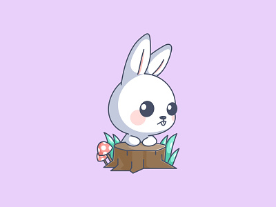 Lonely animal bunny cartoon design fun funny illustration logo lonely rabbit vector