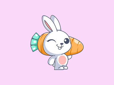 Carrying carrots animal bunny carrot cartoon design fun funny illustration logo rabbit smile vector