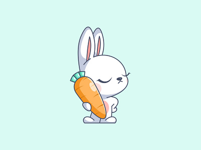 Brings her favorite carrot animal bunny carrot cartoon design fun funny illustration logo rabbit vector