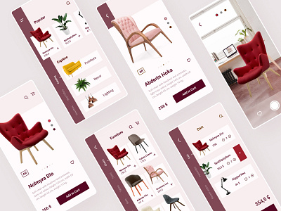 Furniture store app app catalog chairs decor design furniture home interface ios light minimalism minimalistic mobile modern online product shop store ui ux