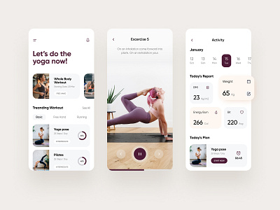 Fitness / Sport / Yoga / Meditation app app design fitness fresh home interface meditation minimal modern pure sport ui ux workout yoga
