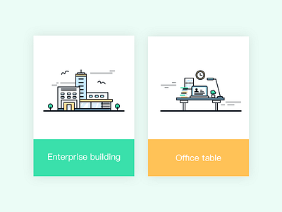 Enterprise building and Office table icon