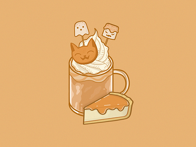 spoopy frappe cat cats cute design drawing fall colors food and drink food illustration graphic design halloween illustration kawaii orange wacom tablet