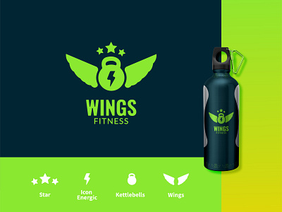 gym logo angel angels art best logo brand brand design brand identity branding combination logo design fitness fitness logo graphic design kettlebell logo logos star wing logo wings wings logo