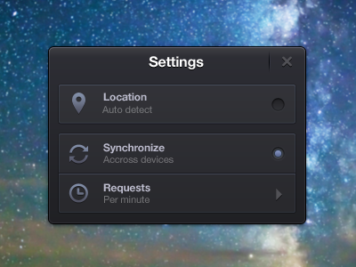 Settings setting ui