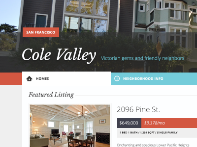cole valley app app design flat interface real estate san francisco ui