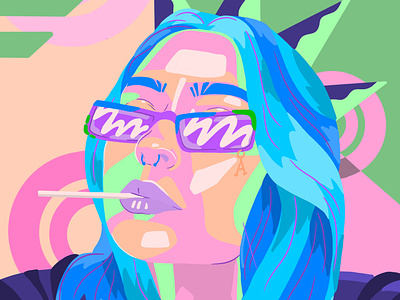 Neon Abby design graphic design mutlicolor portrait print procreate