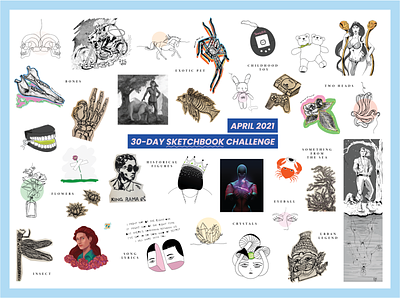 30-day sketchbook challenge art challenge collage design graphic graphic design illustration sketch sketchbook team