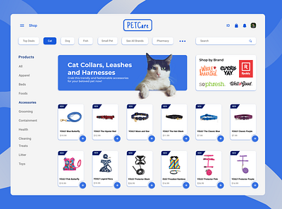 PETCare - Online PetShop care cat dog e commerce marketplace pet petshop product site ui ux website