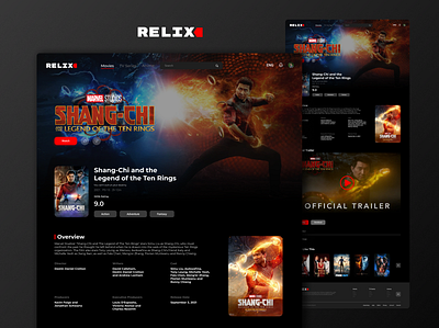 RELIX - Streaming Services anime black cinema film marvel movies netflix platform provider red services shang chi shot stream streaming tv series ui ux watch website