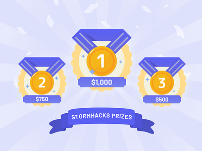 Hackathon Prizes contest design hackathon illustration medal medallion prizes purple vector vector art vector illustration yellow