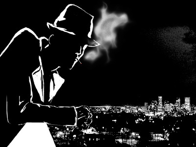 Film Noir meets Sin City black and white comic film noir illustration sin city