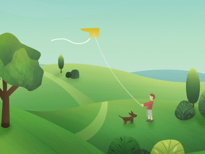 In the park animated animation dog gif illustration kite park