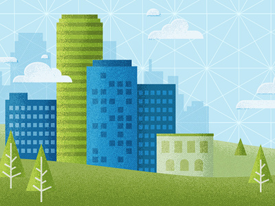 Cityscape Footer Illustration blue buildings city cityscape green illustration pattern texture vector